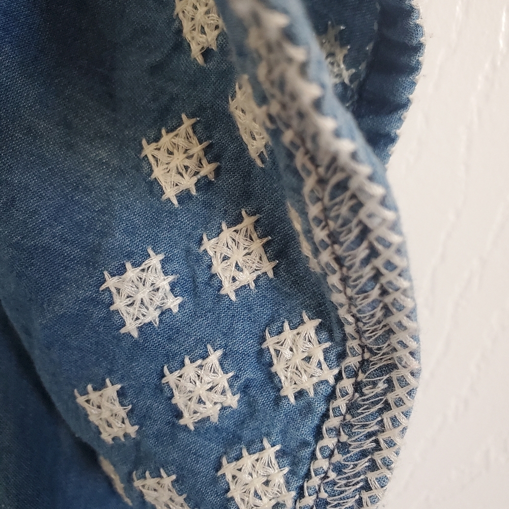 Embroidered Blue Cotton Dress L/XL - Picture 5 of 9